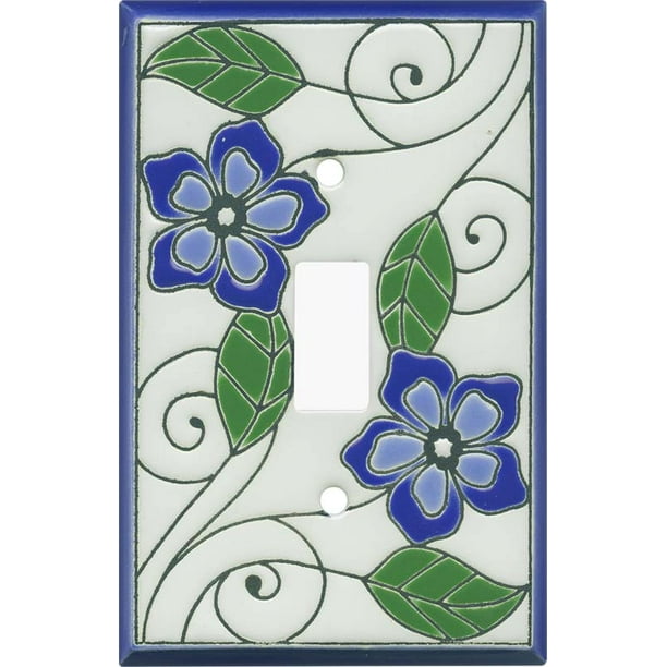 1-Gang Device Receptacle Wallplate Single Outlet Wall Plate/Panel Plate/Cover Blue Butterfly And Purple Flower Design Wildflower Light Panel Cover 1-Gang Device Receptacle Wallplate Single Outlet Wall Plate/Panel Plate/Cover Blue Butterfly And Purple Flower Design Wildflower Light Panel Cover